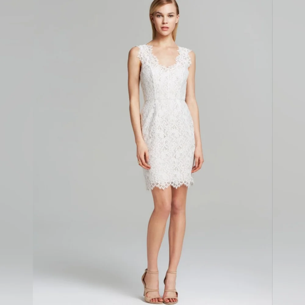 Shoshanna Rose Floral Lace Sheath Dress White 2 - Picture 6 of 6